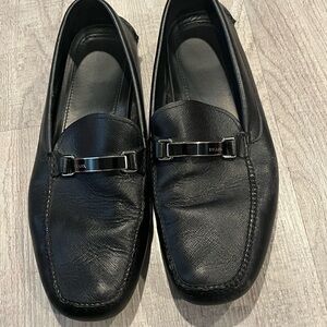 Prada Black Leather Loafers with Sleek Design